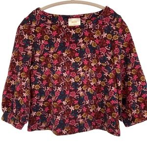 Mauve by Anthropologie 3/4 Sleeve Boho Cottagecore Floral Top – XS